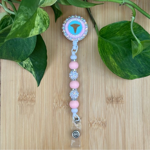 Handmade Accessories - 💉✨ Medical-Themed Bling & Silicone Beaded Retractable ID Badge Holder 🩺